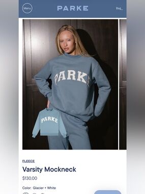 Varsity Glacier and White Mockneck Sweatshirt